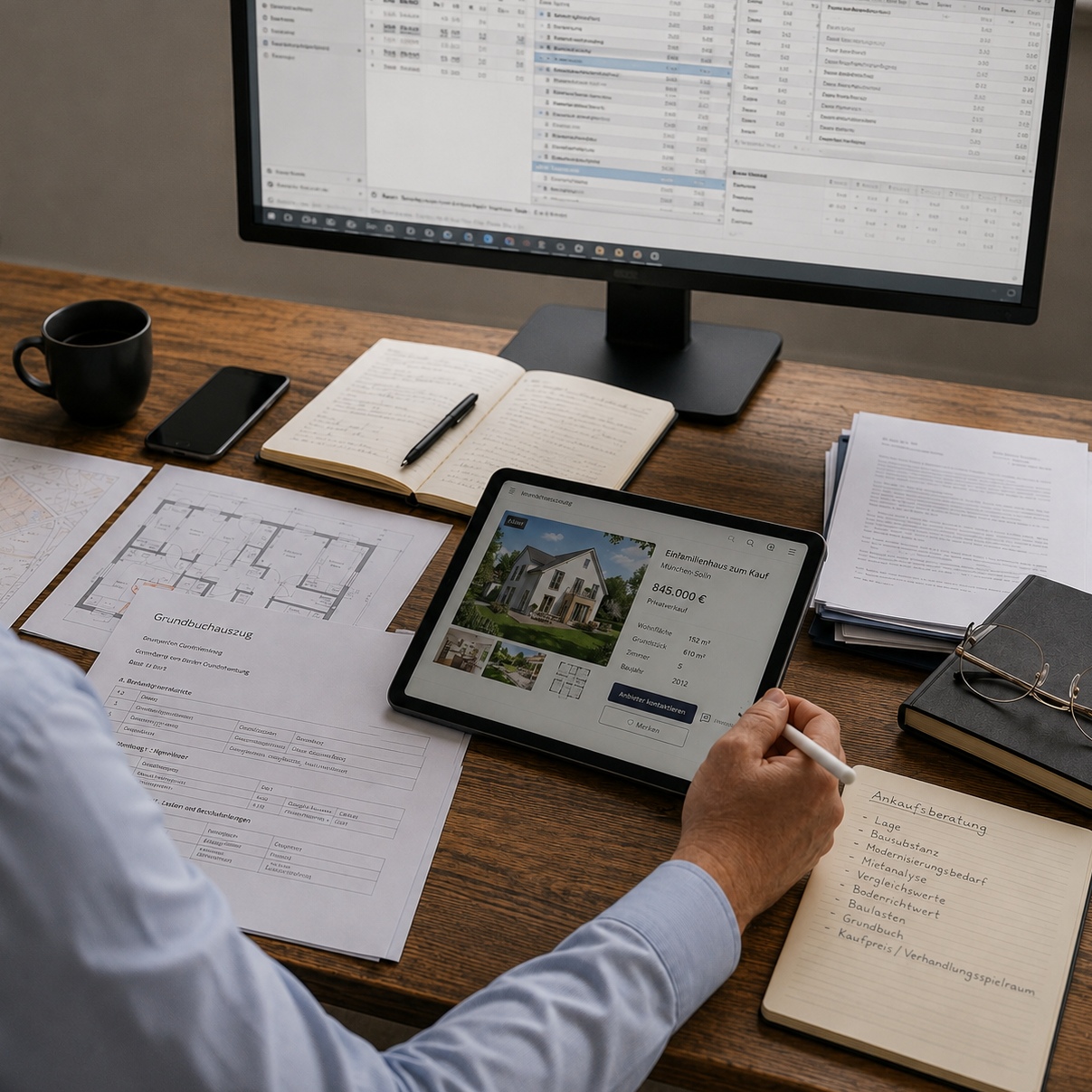 Arbeitsplatz für die Bewertung einer Immobilienfinanzierung